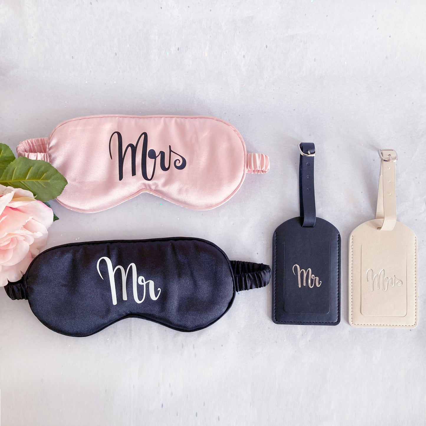 Mr & Mrs Premium Wedding Gift Set "Happy Hearts" with Contents - 7 pieces